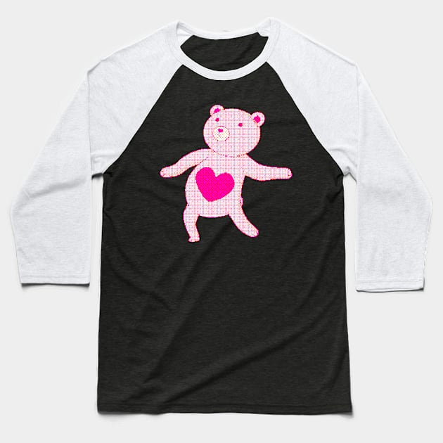 Pink dancing bear retro Baseball T-Shirt by L’étoile stéllaire